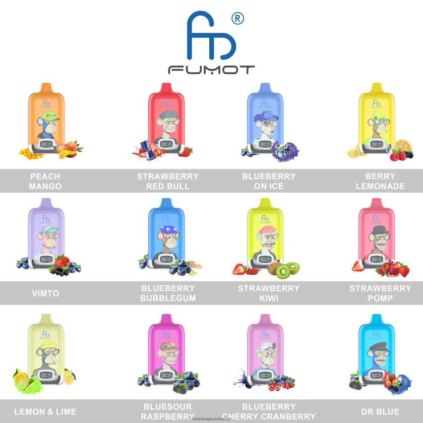 Fumot Tech - Fumot Digital Box 12000 cápsulas de vapeo desechables - 20 ml (1 pieza) P8Z6F6110 explosión de manzana y baya