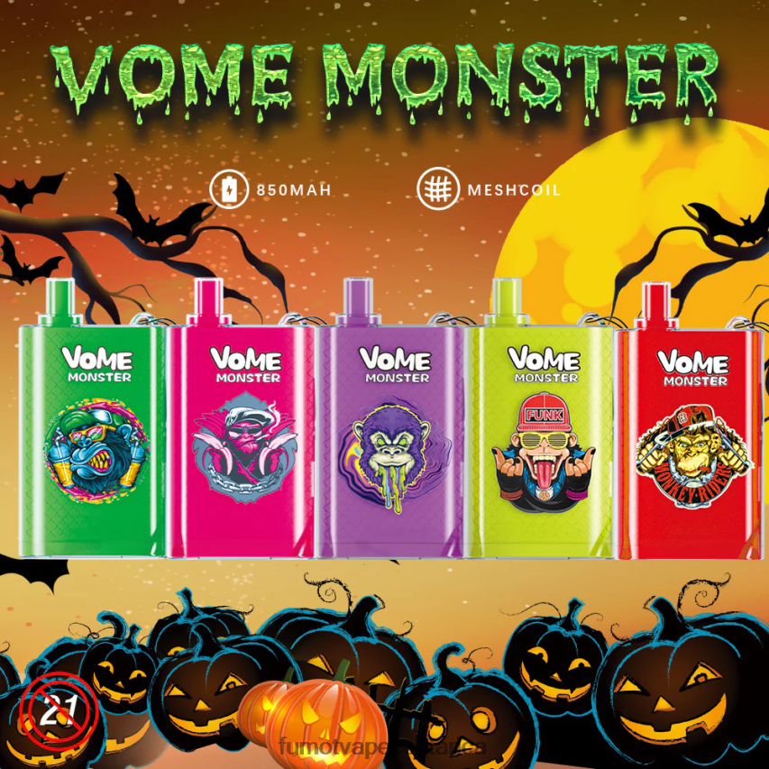 Fumot Disposable Vape - Fumot Vome Monster Dispositivo de vapeo desechable 10000 - 20 ml (1 pieza) P8Z6F6435 caramelo arcoiris