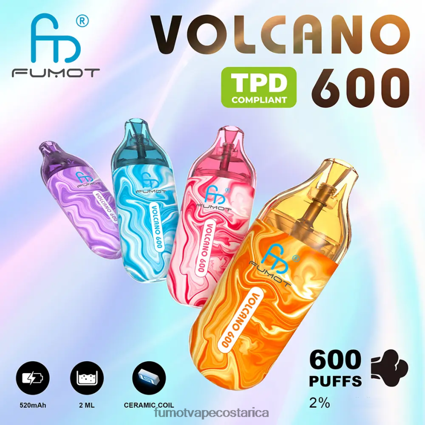 Fumot Vape Flavors - Fumot Volcano Vape desechable compatible con 600 tpd - 2 ml (juego de 3 piezas) P8Z6F6299 cereza limón menta
