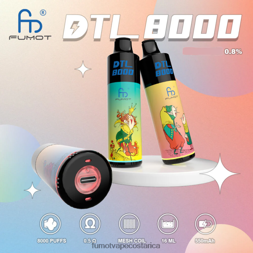 Fumot Disposable Vape - Fumot DTL Pluma vaporizador desechable 8000 - 16 ml (1 pieza) P8Z6F6415 limón frambuesa azul