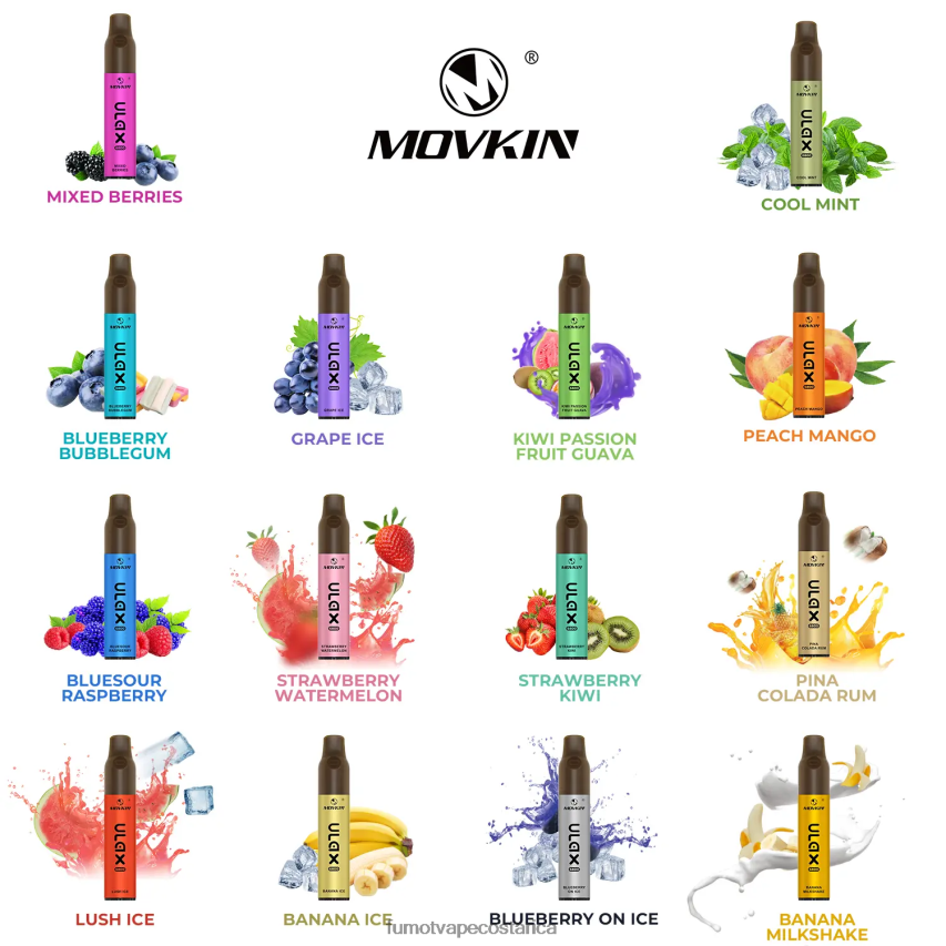 Fumot Disposable Vape - Fumot Movkin Ulax Vape desechable 6800, bobina de cerámica - 8 ml (1 pieza) P8Z6F6325 bayas mixtas