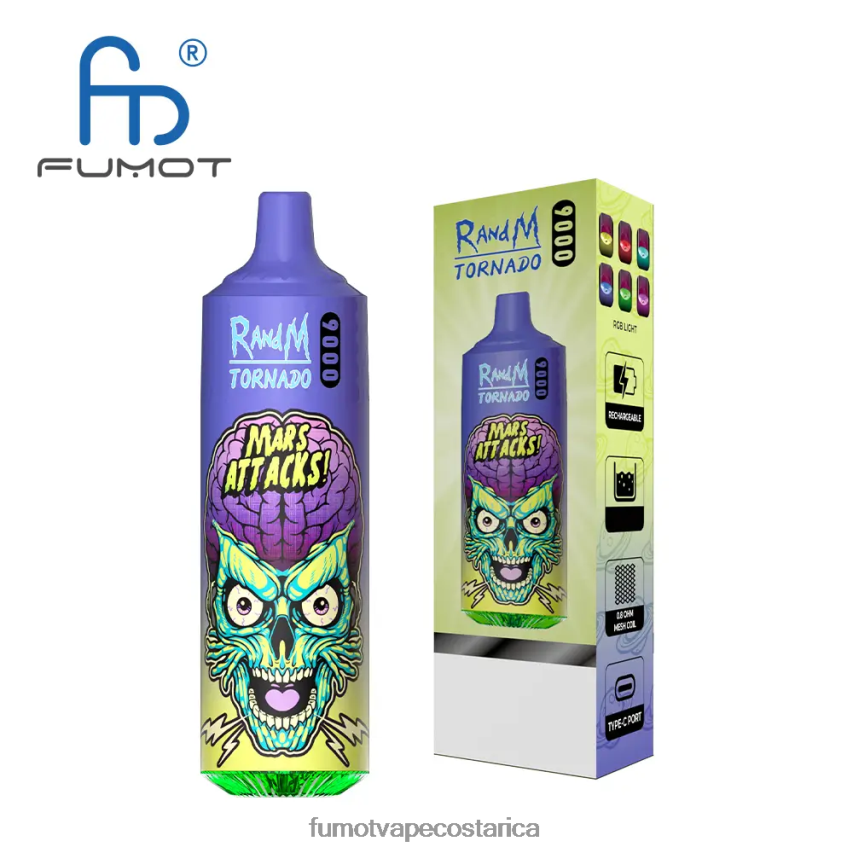 Fumot Vape Costa Rica - Fumot Tornado Pluma vaporizador desechable 9000 - 18 ml (1 pieza) P8Z6F611 hielo del dragón negro