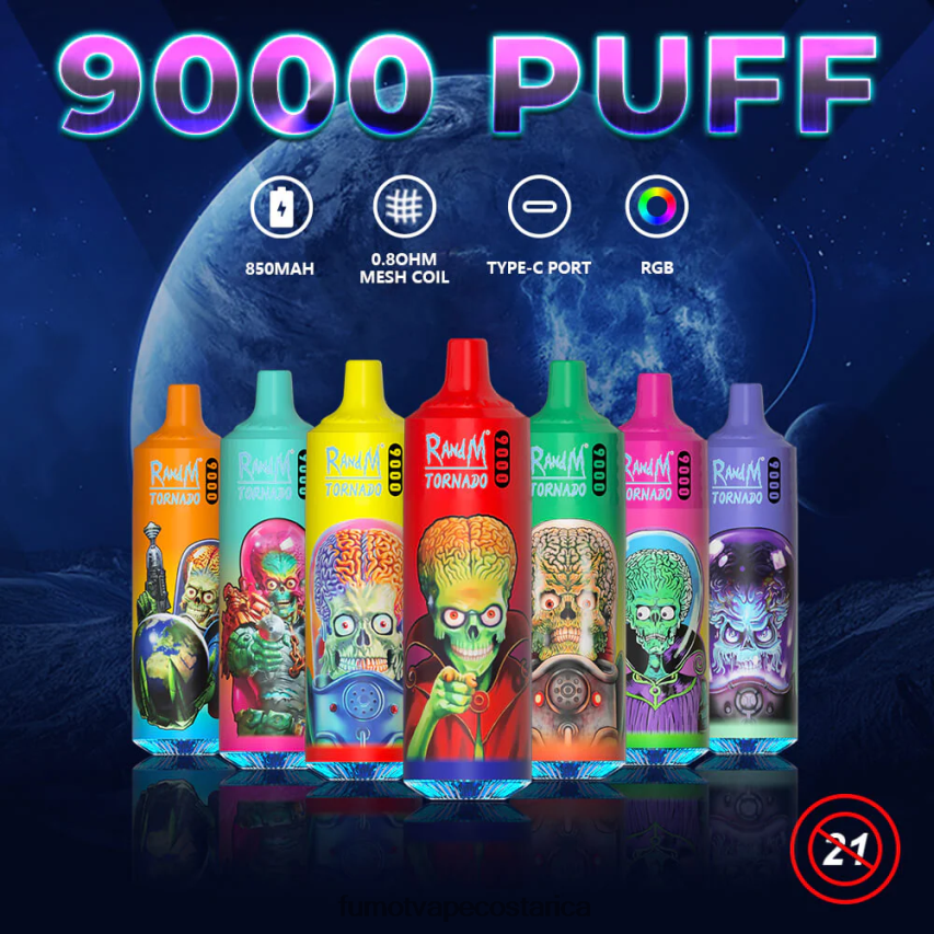 Fumot Vape Costa Rica - Fumot Tornado Pluma vaporizador desechable 9000 - 18 ml (1 pieza) P8Z6F611 hielo del dragón negro