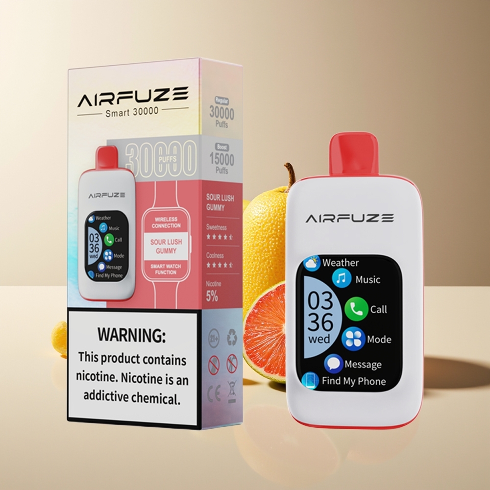 AirFuze Smart 30000 Caladas Dispositivo Desechable con Pantalla TFT 2.01'' y Carga Tipo-C Gomita Ácida Jugosa