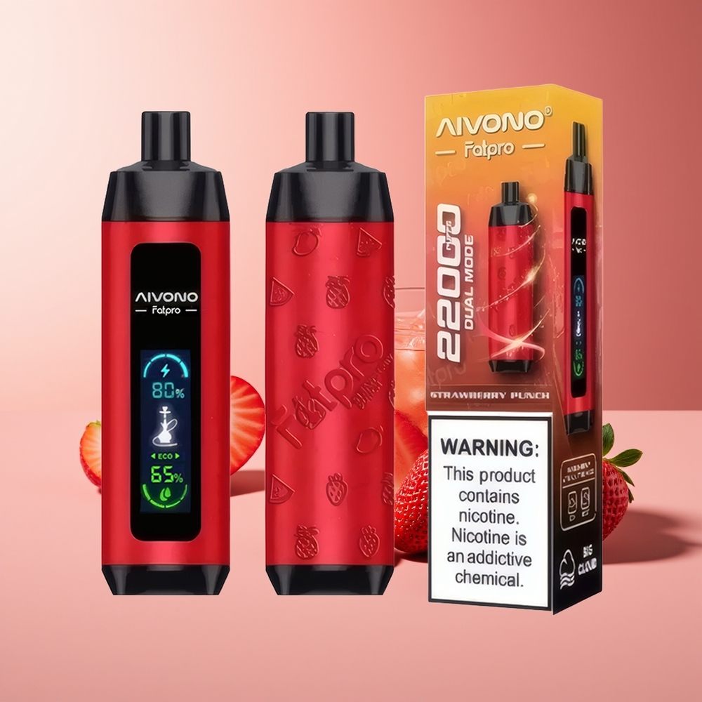 Aivono Aim Fatpro 22000 Puffs 28ml Recargable 0.6ohm Malla Doble Modo Fresa Punch