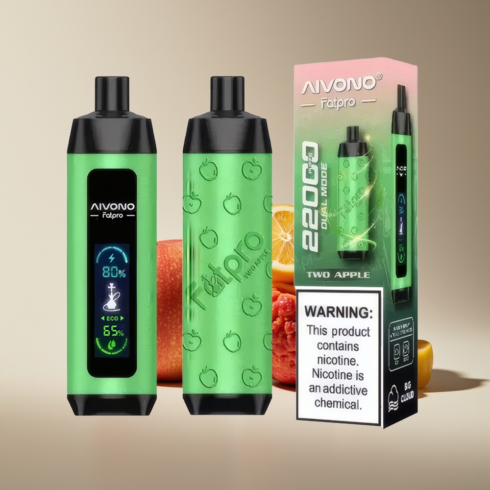 Aivono Aim Fatpro 22000 Puffs Dos Manzanas Recargable 28ml 5% Nicotina Modo Dual Eco/Boost