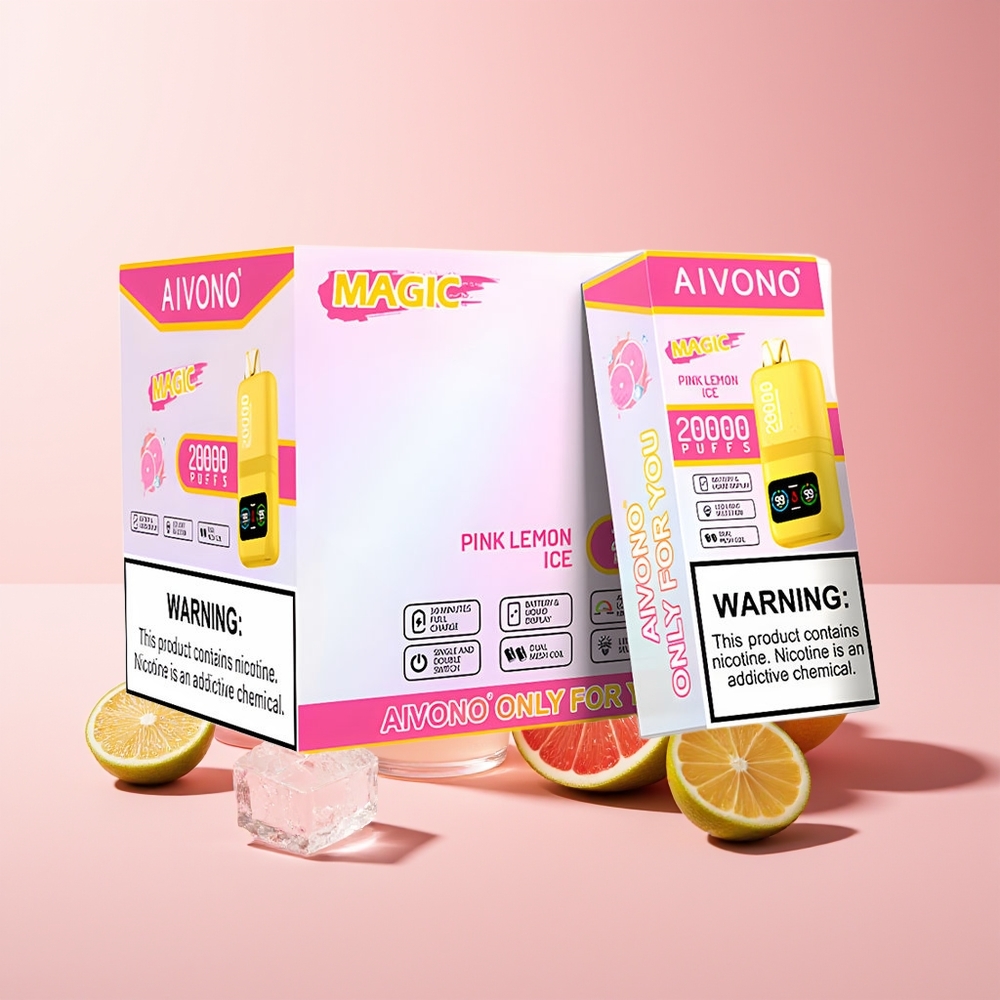 Aivono Aim Magic 20000 Puffs Recargable LCD Limón Rosa Helado