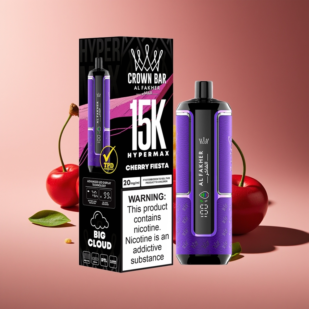 Al Fakher Crown Bar 15K Hipermax Desechable 22ml 600mAh Fiesta Cereza