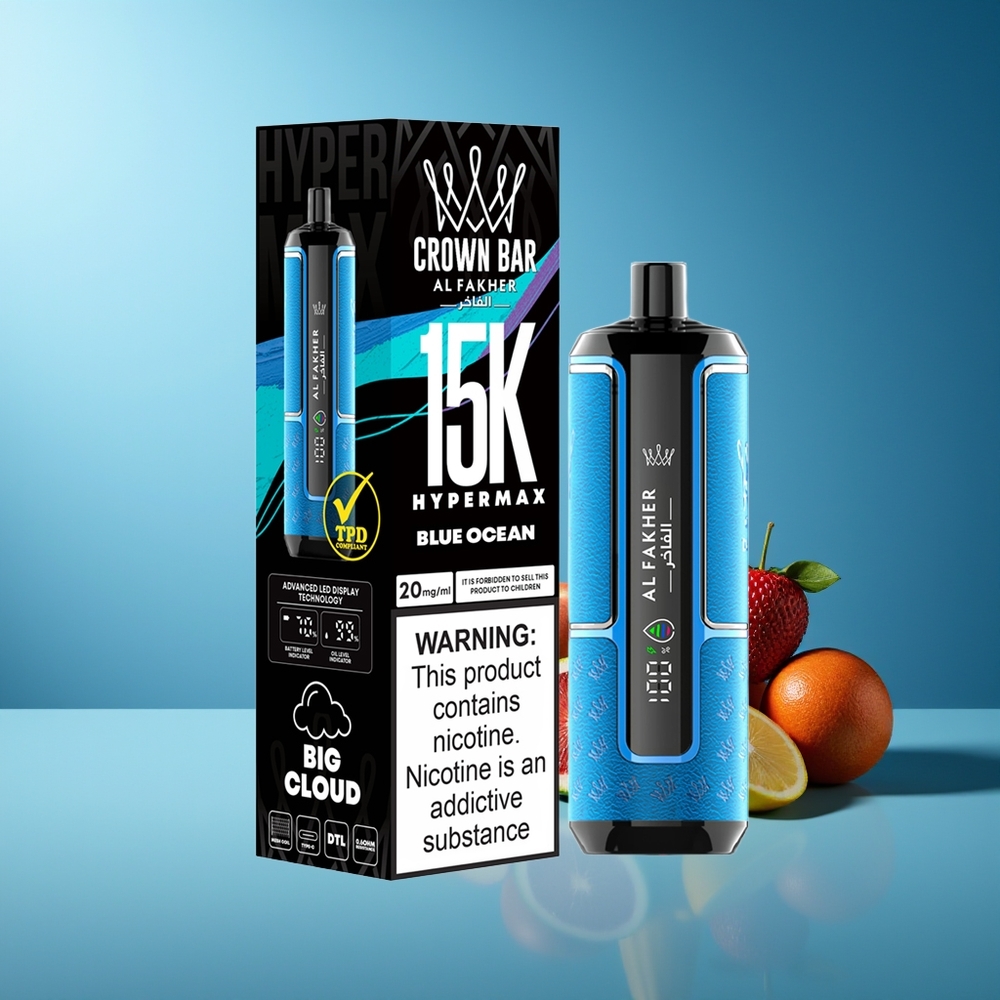 Al Fakher Crown Bar 15K Hipermax Desechable Azul Océano