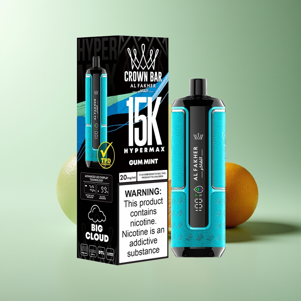 Al Fakher Crown Bar 15K Hipermax Desechable Chicle Menta