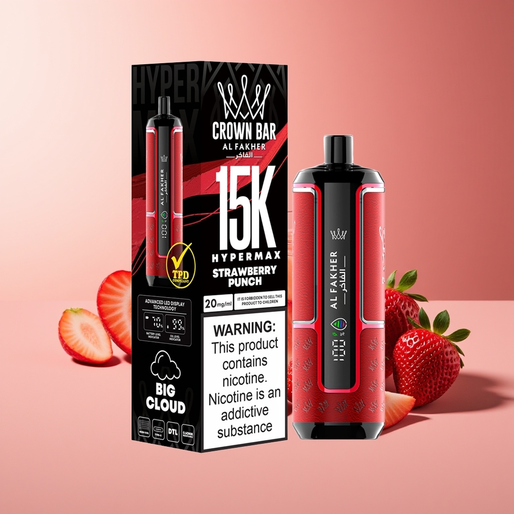 Al Fakher Crown Bar 15K Hipermax Desechable Fresa Punch