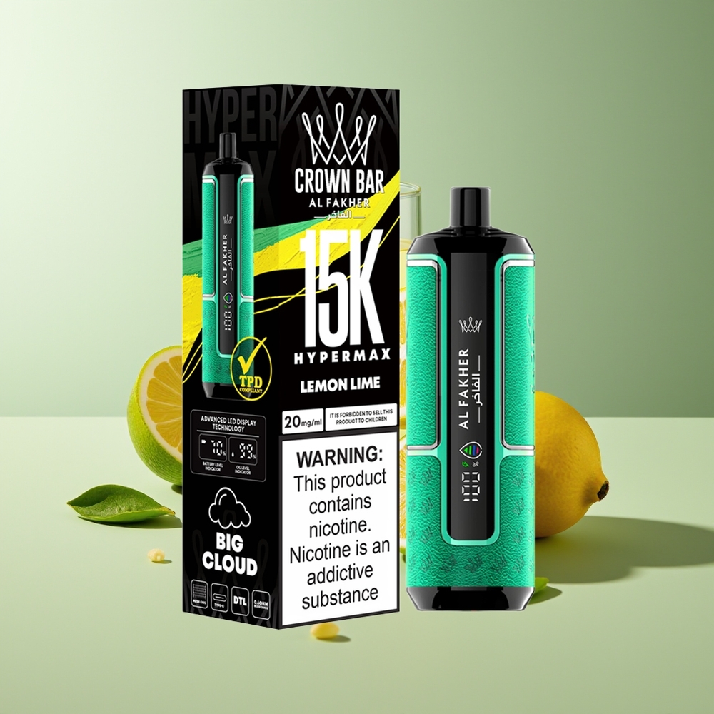 Al Fakher Crown Bar 15K Hipermax Desechable Limón Lima