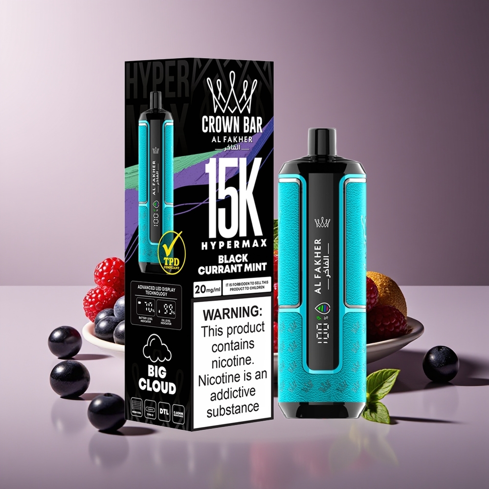 Al Fakher Crown Bar 15K Hipermax Desechable Menta Grosella Negra