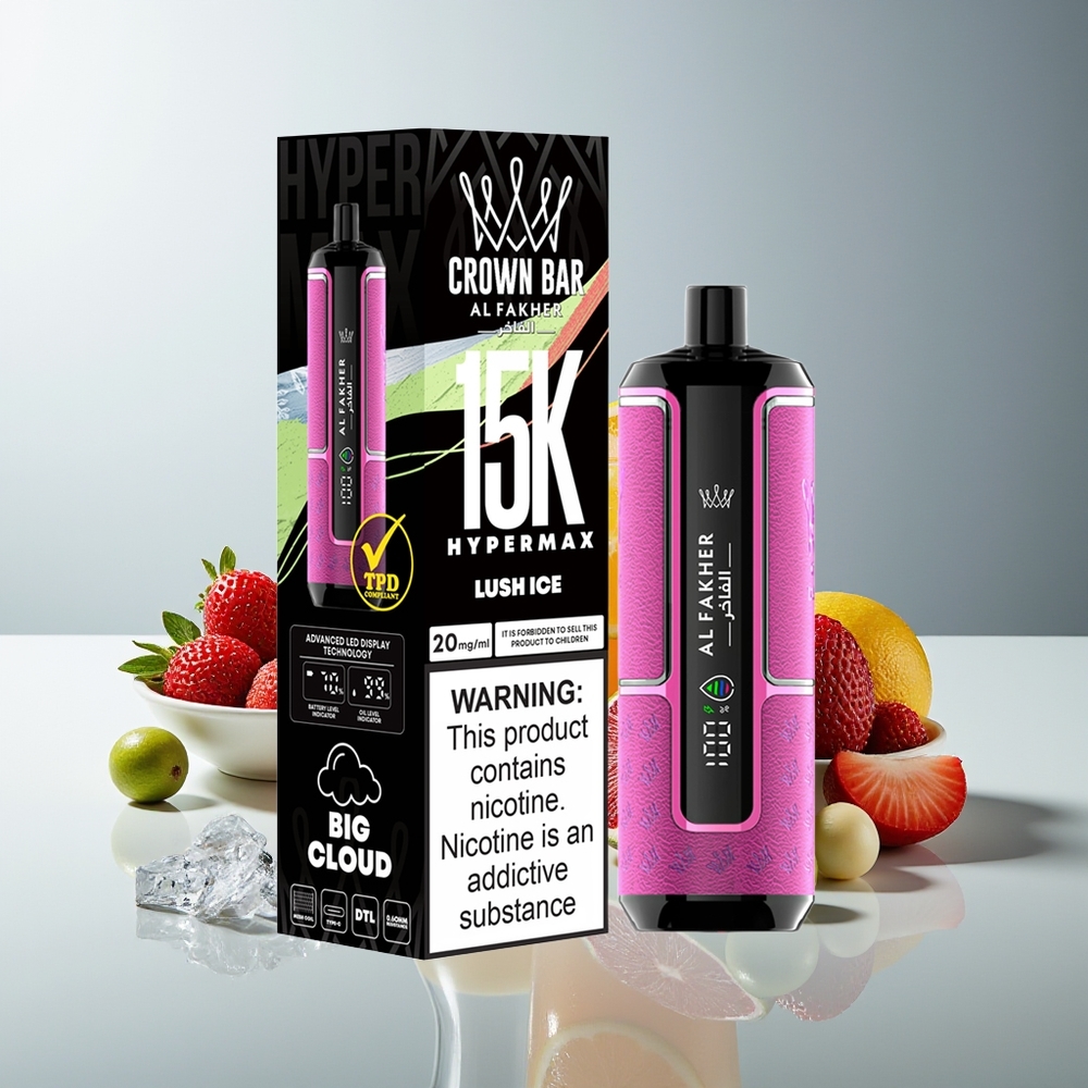 Al Fakher Crown Bar 15K Hipermax Desechable Vape Kit Hielo Lush