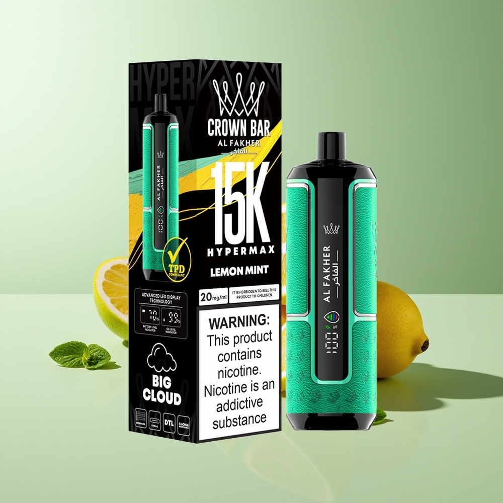 Al Fakher Crown Bar 15K Hipermax Desechable Vape Kit Limón Menta