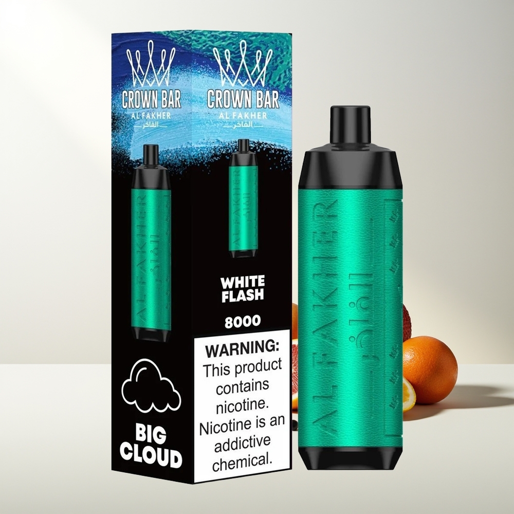 Al Fakher Crown Bar 8000 Cristal Vape Desechable Destello Blanco
