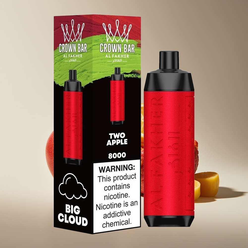 Al Fakher Crown Bar 8000 Crystal Vape Desechable Dos Manzanas 18ml 5mg 600mAh USB-C 0.6ohm