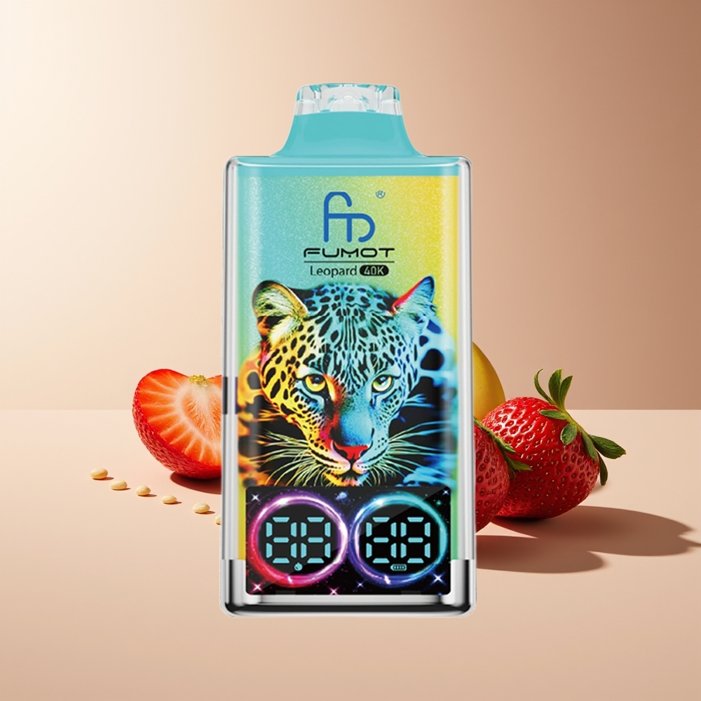 Fumot Leopardo 40K Puffs Vape Desechable 0%-5% Nicotina Batería 700mAh Dual Mesh Tipo-C Tubo Digital Fresa Plátano