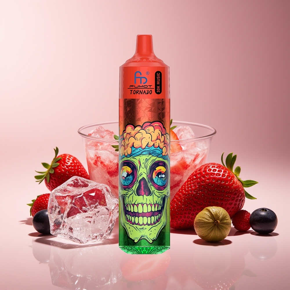 Fumot RandM Tornado 30000 Bocados 30mL 5% Malla 1.0 Ohm LED Fresa Baya Hielo