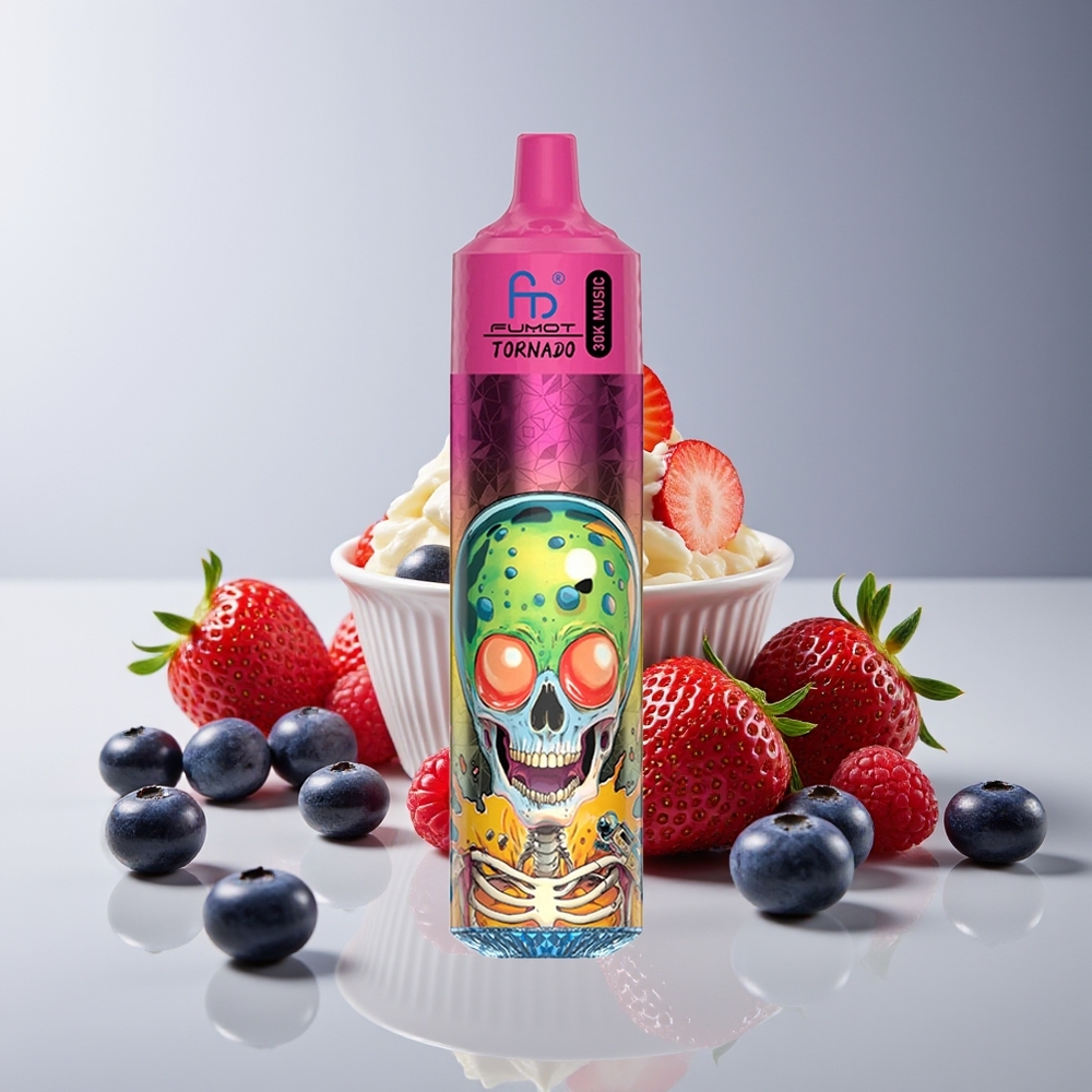 Fumot RandM Tornado 30000 Chupadas 30mL 5% Malla 1.0 Ohm Helado de Arándano Fresa Frambuesa