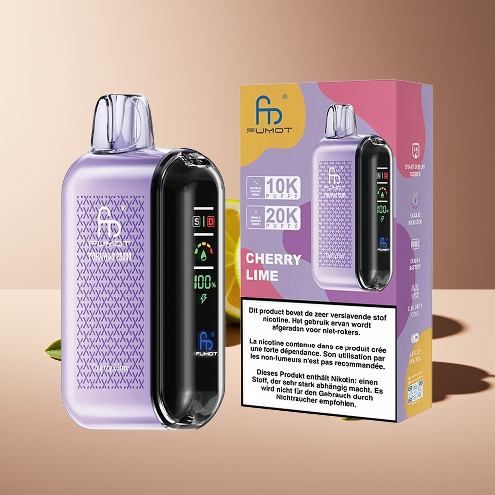 Fumot Tornado 20000 Bocados Dual Malla 20ml Batería Recargable Cereza Lima