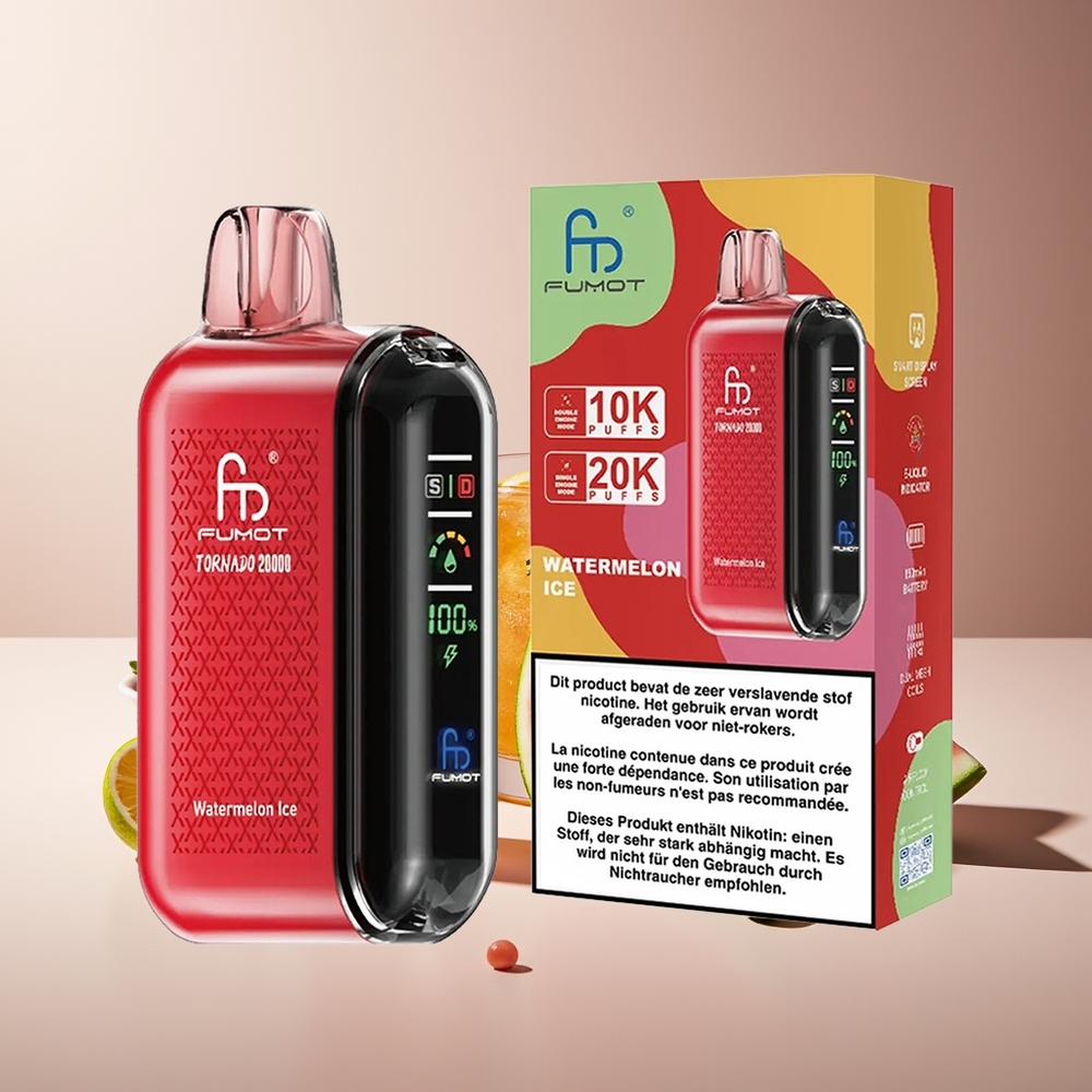 Fumot Tornado 20000 Caladas Doble Malla 20ml Batería Recargable Sandía Helada