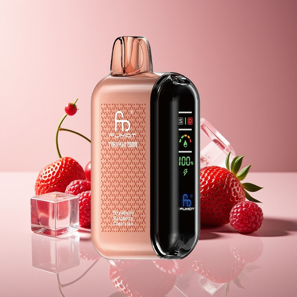 Fumot Tornado 20000 Puffs Dual Mesh 20ml Fresa Frambuesa Cereza Hielo