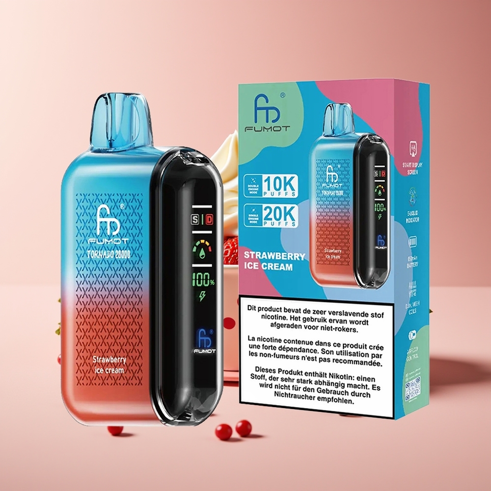 Fumot Tornado 20000 Puffs Dual Mesh 20ml Fresa Helado