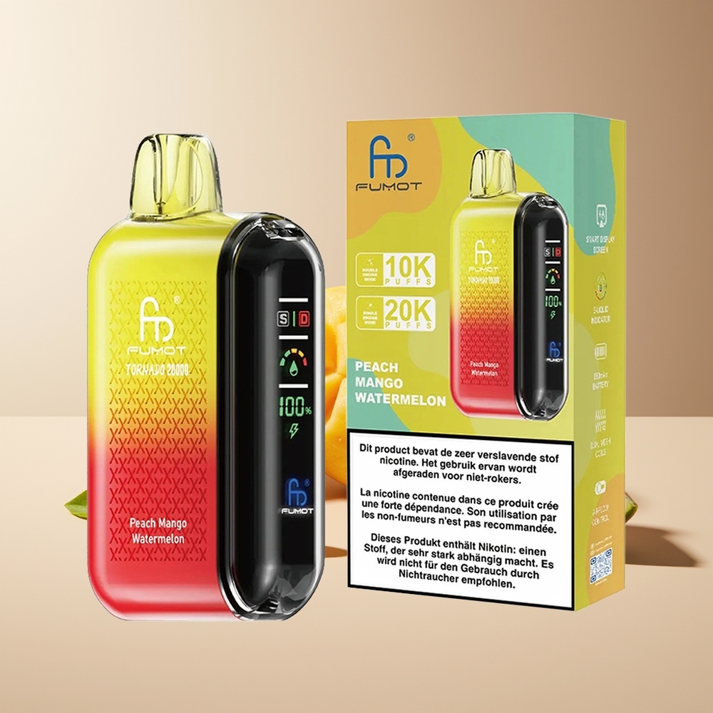 Fumot Tornado 20000 Puffs Dual Mesh 20ml Melocotón Mango Sandía