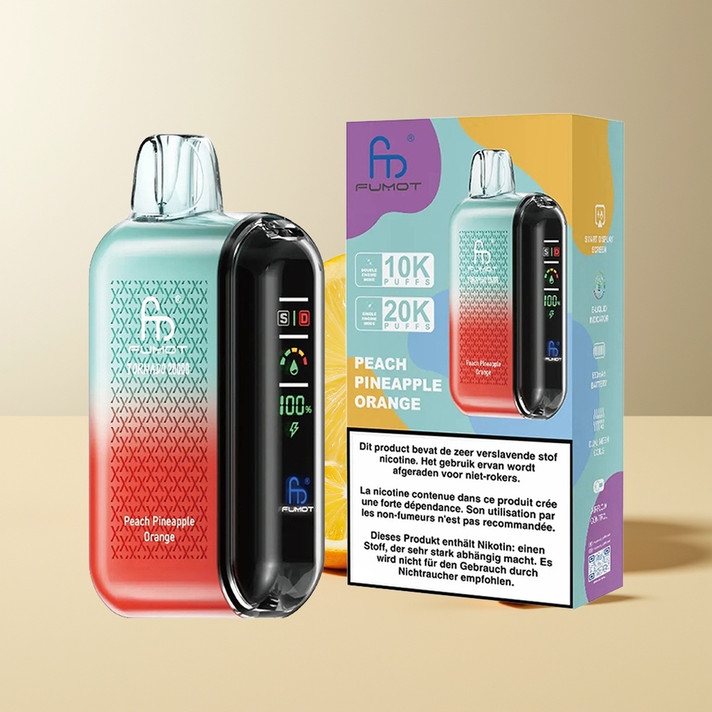 Fumot Tornado 20000 Puffs Dual Mesh 20ml Melocotón Piña Naranja