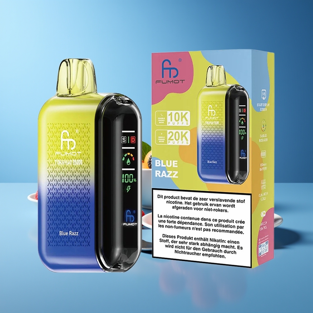 Fumot Tornado 20000 Puffs Dual Mesh 20ml Pantalla Inteligente Azul Frambuesa
