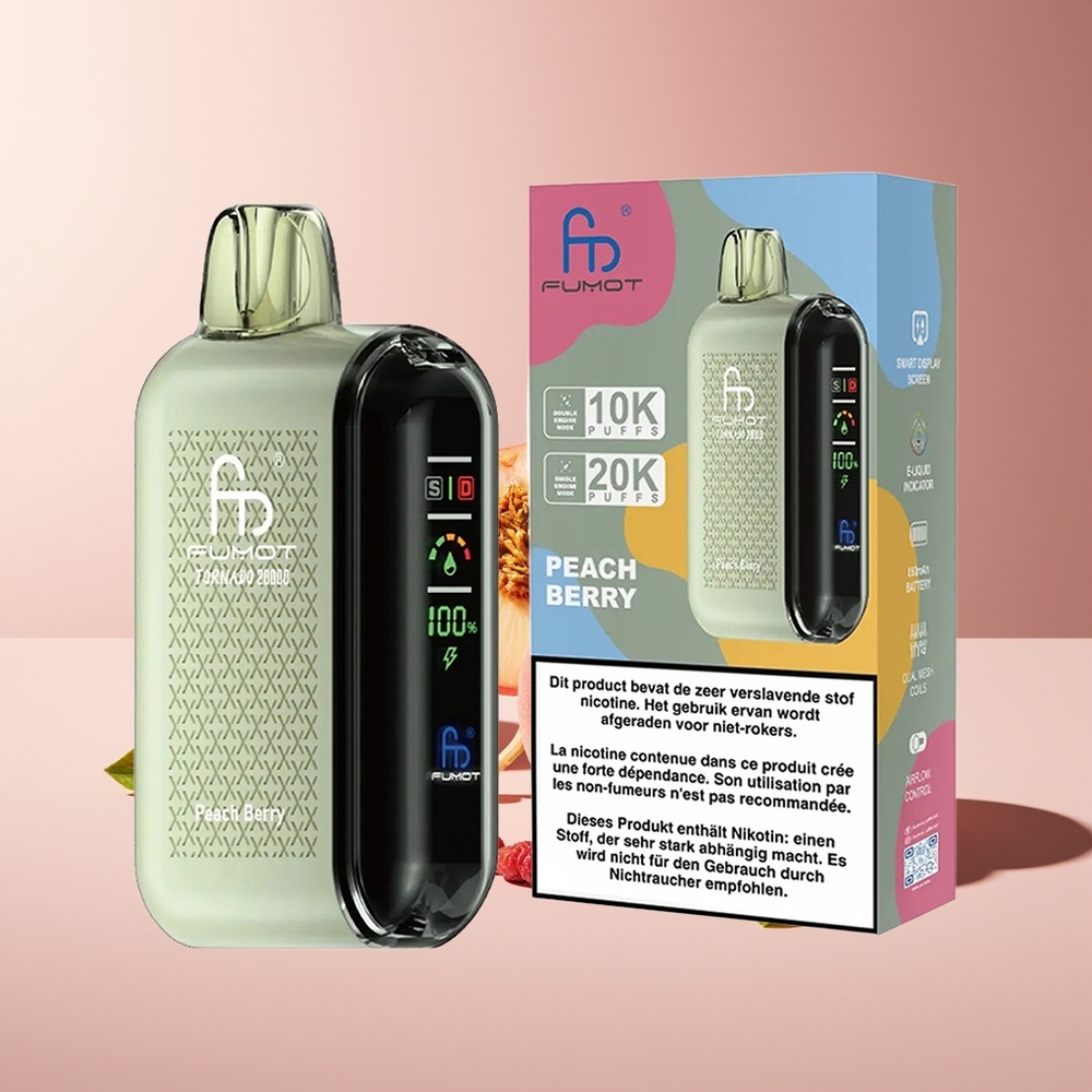 Fumot Tornado 20000 Pufos Dual Mesh 20ml Batería Recargable 850mAh Melocotón Baya