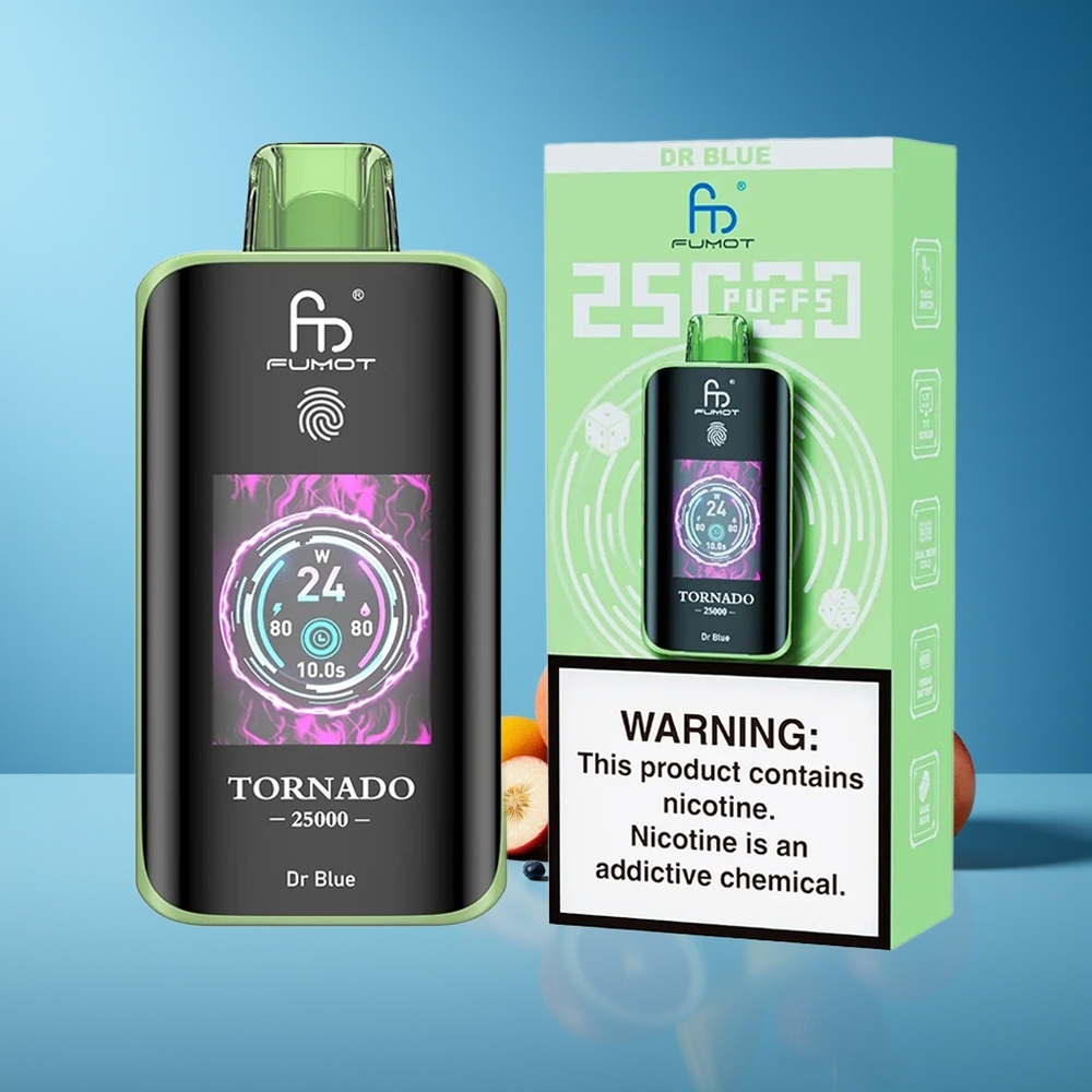 Fumot Tornado 25000 Bocadas Pantalla HD Batería Recargable 700mAh Azul Dr