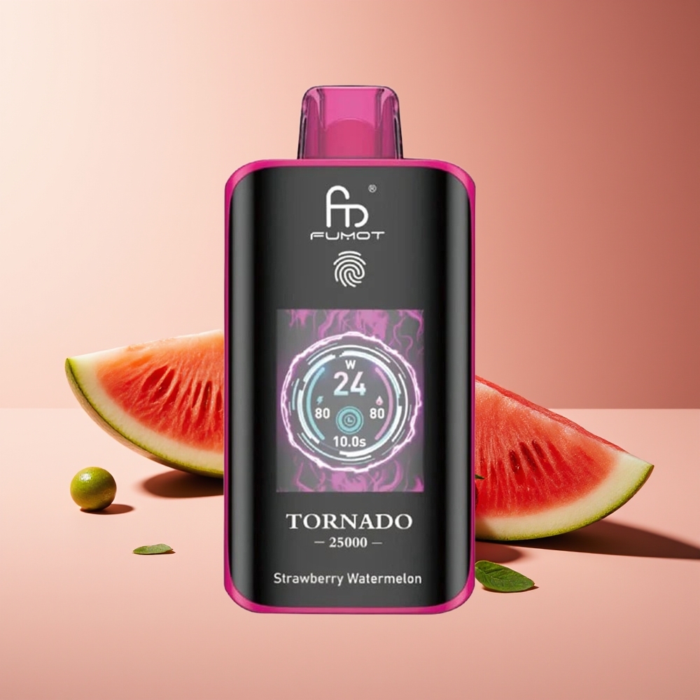 Fumot Tornado 25000 Chupadas Pantalla HD Batería Recargable 700mAh Fresa Sandía