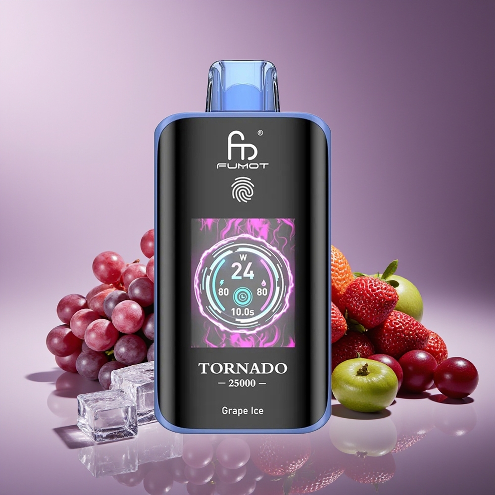 Fumot Tornado 25000 Chupadas Pantalla HD Batería Recargable 700mAh Hielo Uva