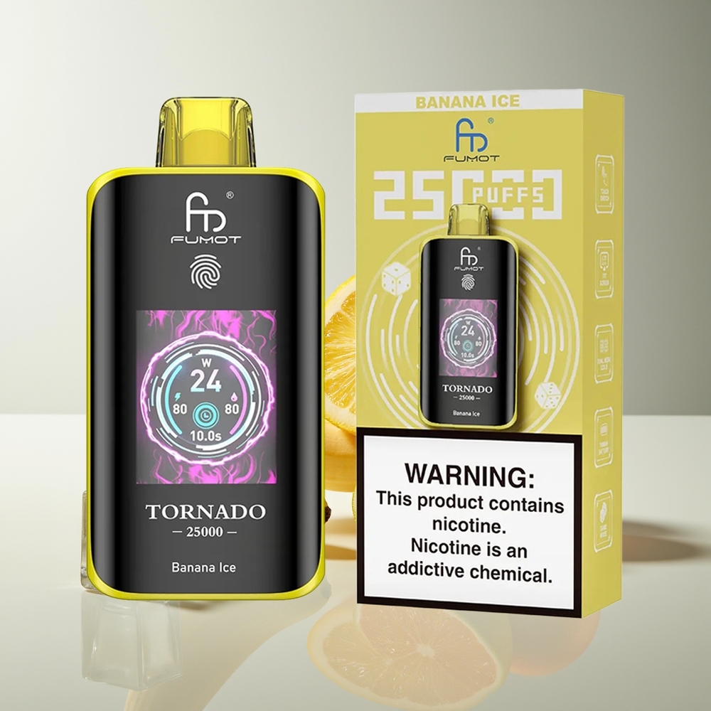 Fumot Tornado 25000 Chupadas Pantalla HD Batería Recargable 700mAh Plátano Hielo