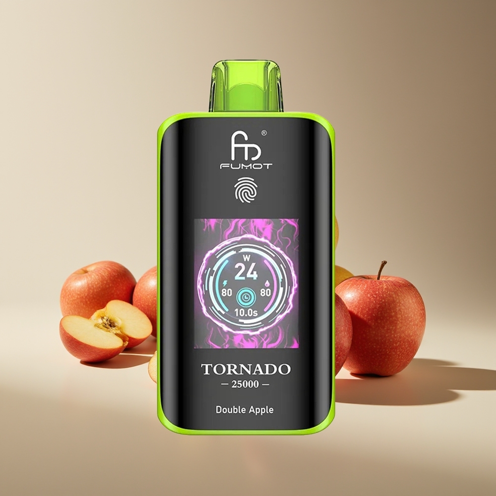 Fumot Tornado 25000 Puffs Pantalla HD 700mAh Batería Recargable 20ml E-líquido Manzana Doble