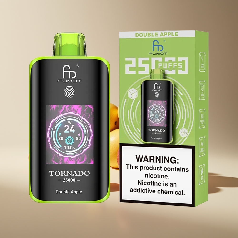 Fumot Tornado 25000 Puffs Pantalla HD 700mAh Batería Recargable 20ml E-líquido Manzana Doble