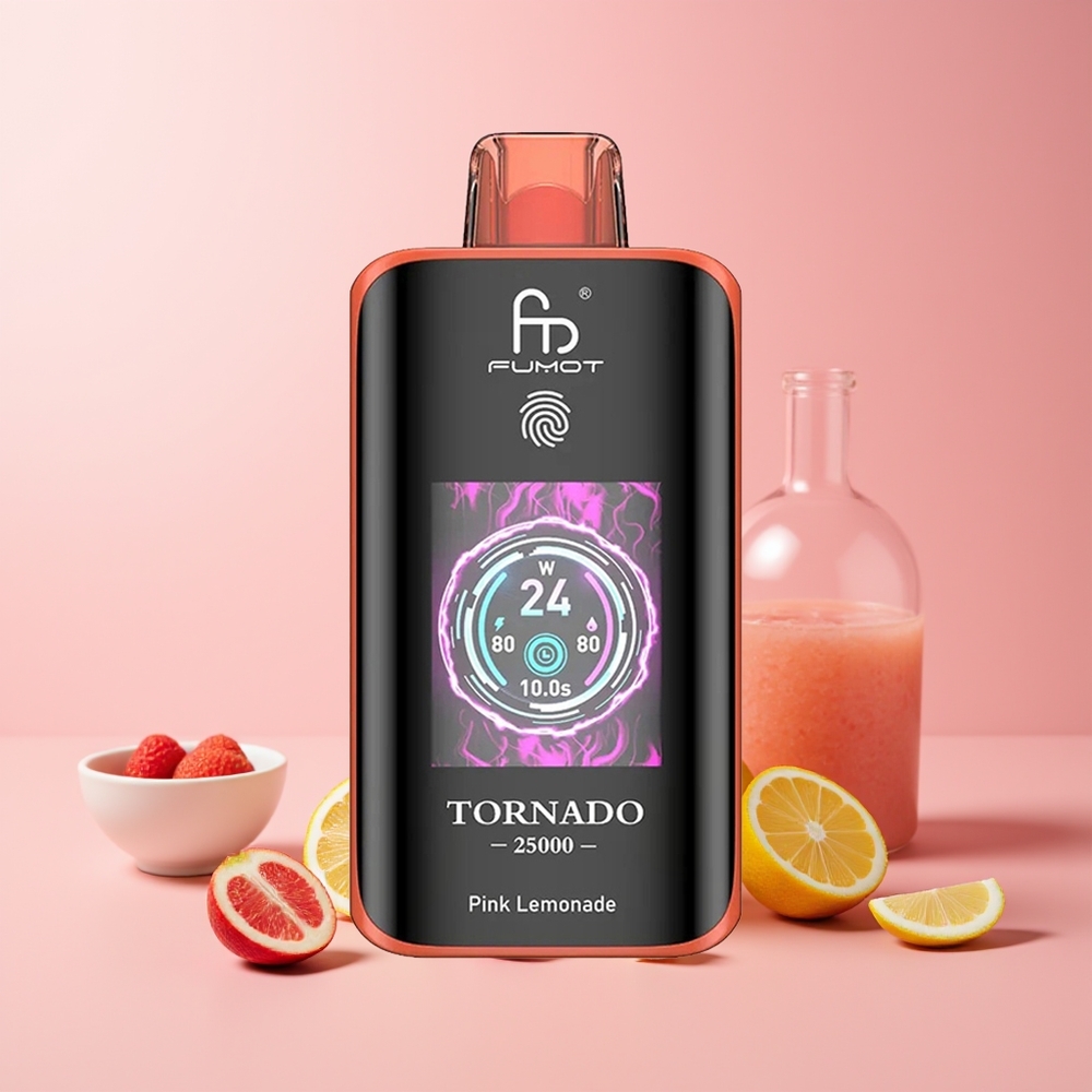 Fumot Tornado 25000 Puffs Pantalla HD Batería 700mAh Recargable 20ml E-líquido Limonada Rosa