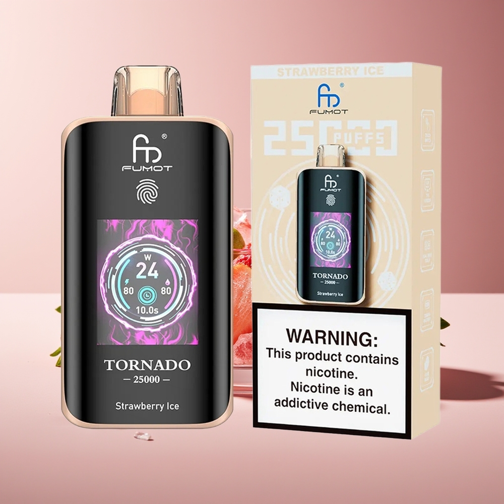 Fumot Tornado 25000 Puffs Pantalla HD Batería 700mAh Recargable Fresa Hielo