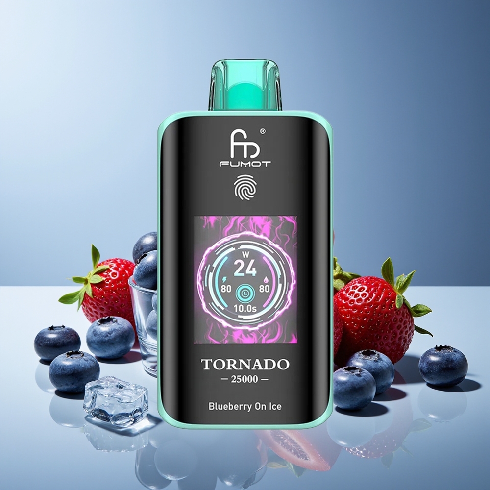 Fumot Tornado 25000 Puffs Pantalla HD Batería Recargable 700mAh Arándano Azul en Hielo