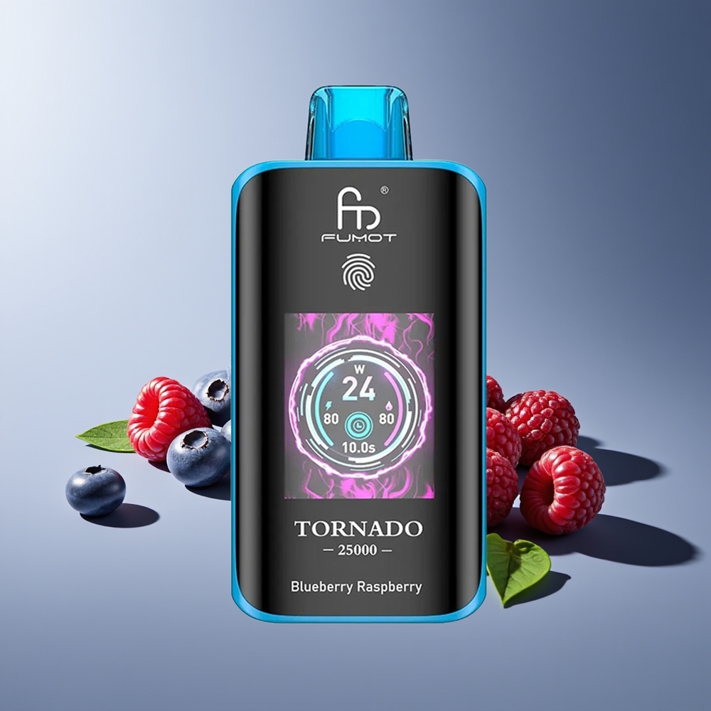 Fumot Tornado 25000 Puffs Pantalla HD Batería Recargable 700mAh Arándano Frambuesa