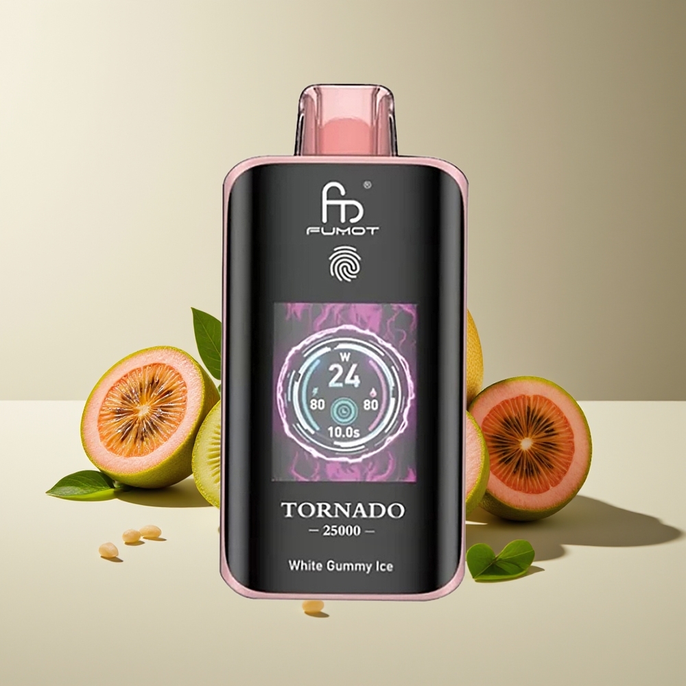 Fumot Tornado 25000 Puffs Pantalla HD Batería Recargable 700mAh Carga Tipo-C Kiwi Maracuyá Guayaba