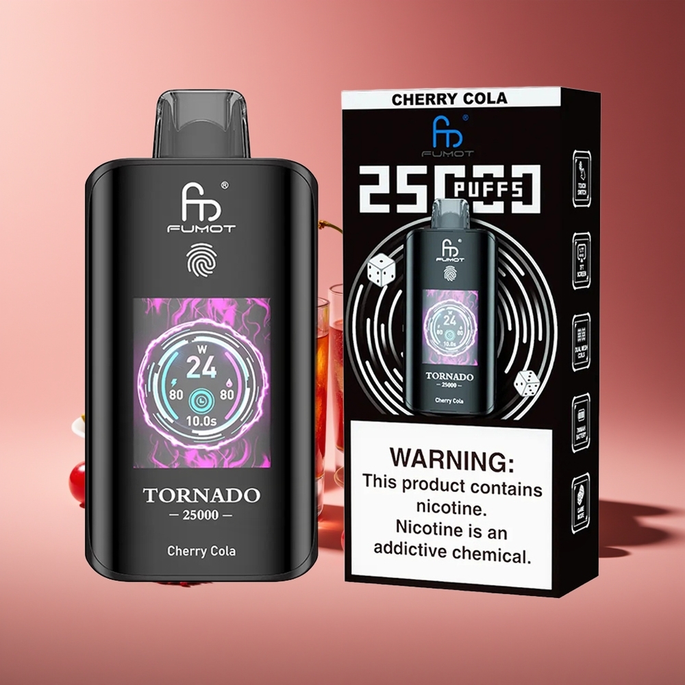 Fumot Tornado 25000 Puffs Pantalla HD Batería Recargable 700mAh Cereza Cola