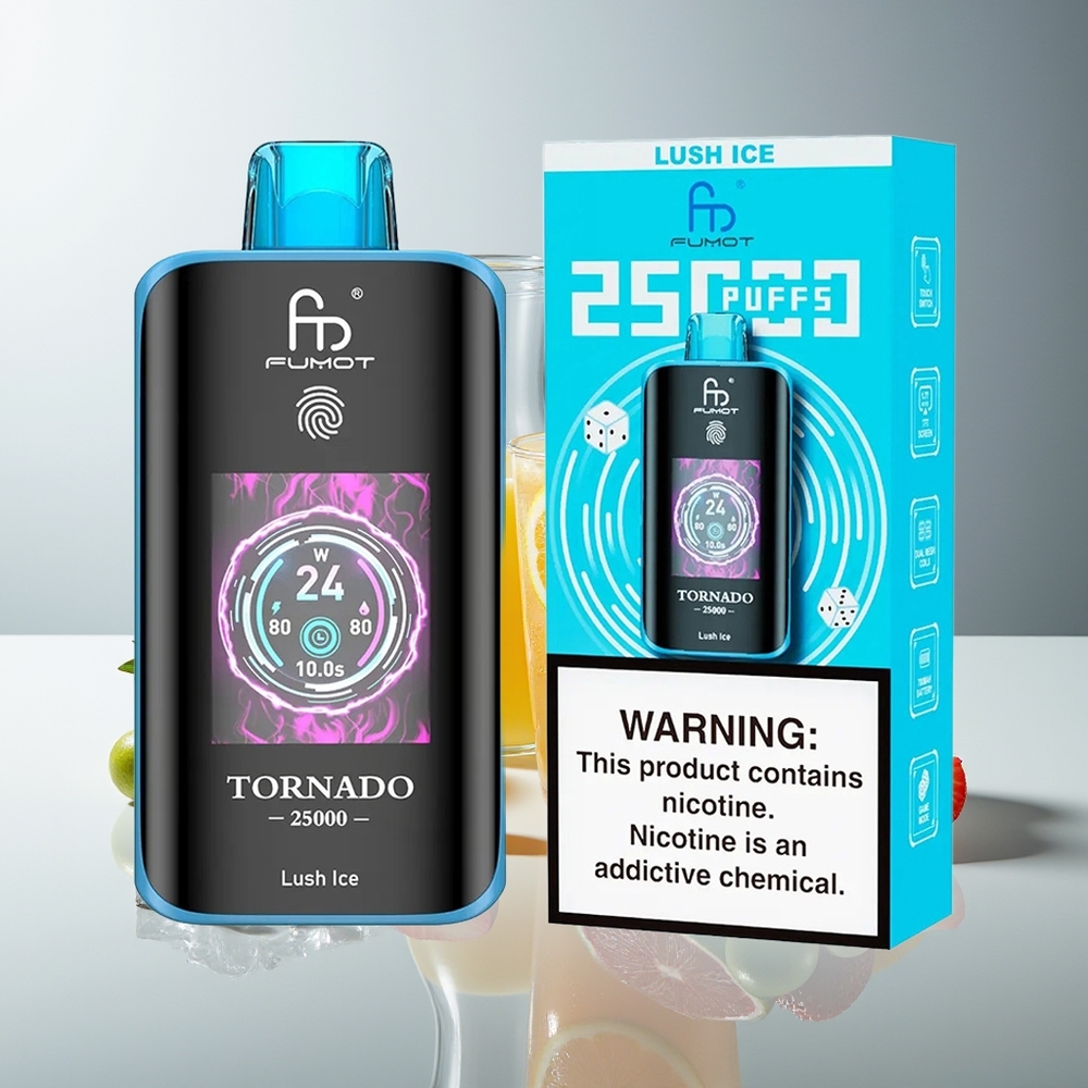 Fumot Tornado 25000 Puffs Pantalla HD Batería Recargable 700mAh Hielo Lujoso