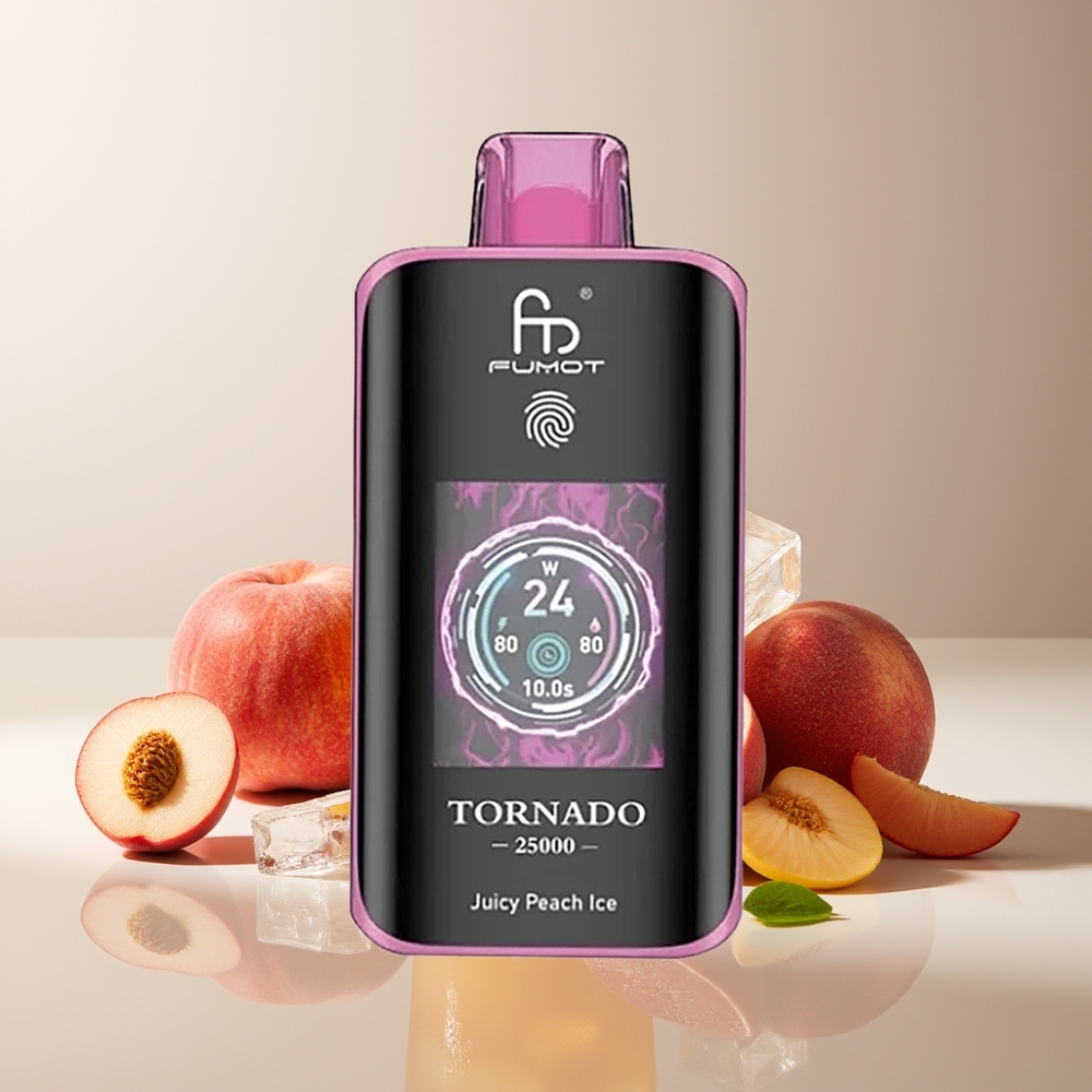 Fumot Tornado 25000 Puffs Pantalla HD Batería Recargable 700mAh Melocotón Jugoso Helado