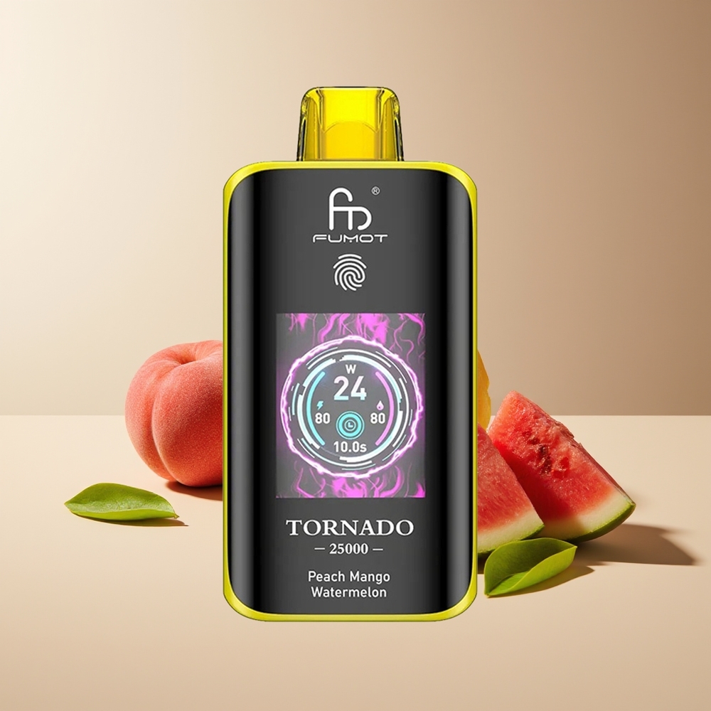 Fumot Tornado 25000 Puffs Pantalla HD Batería Recargable 700mAh Melocotón Mango Sandía