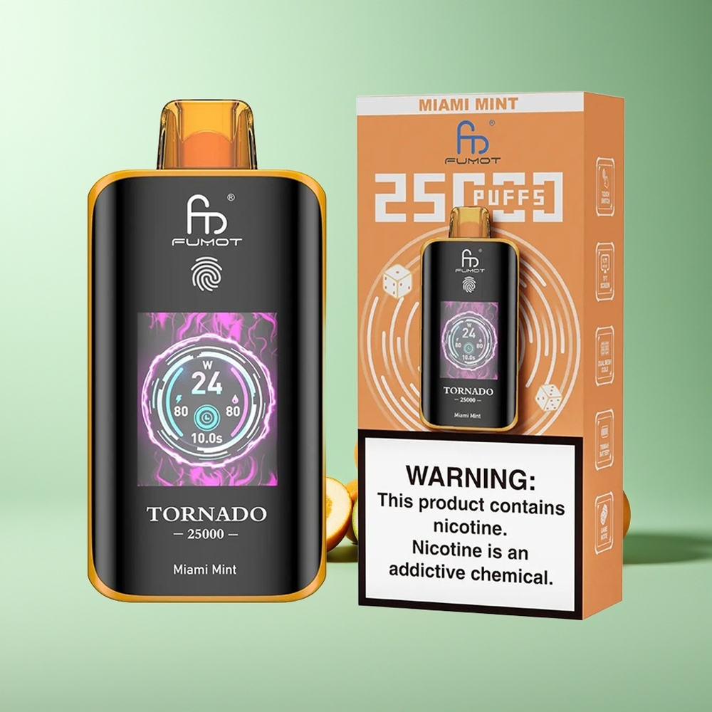 Fumot Tornado 25000 Puffs Pantalla HD Batería Recargable 700mAh Menta Miami