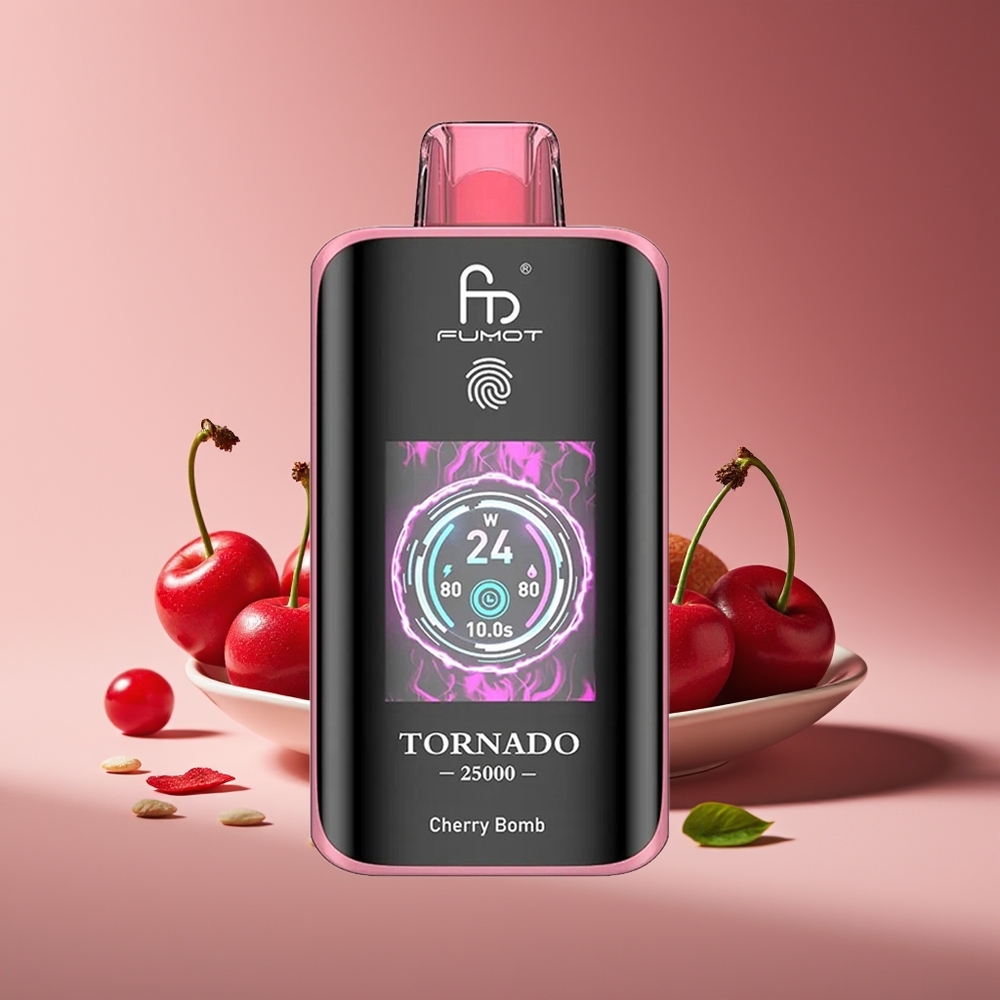 Fumot Tornado 25000 Puffs Pantalla HD Batería Recargable 700mAh Tipo-C Bomba de Cereza