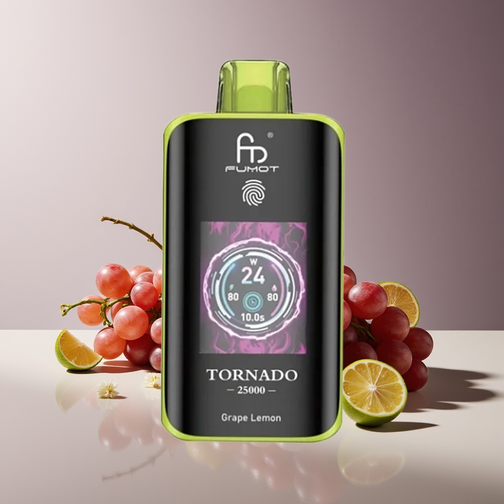 Fumot Tornado 25000 Puffs Pantalla HD Batería Recargable 700mAh Uva Limón